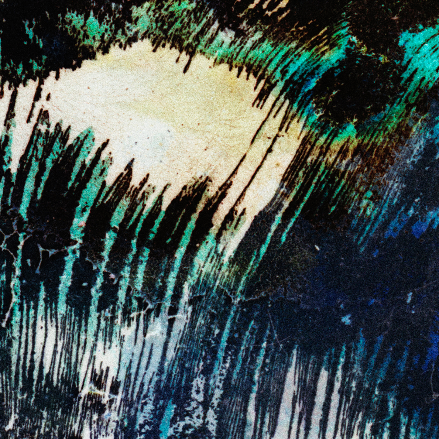 Close-up detail of Naturalia I #015 showing multicolour and black abstract texture and surface