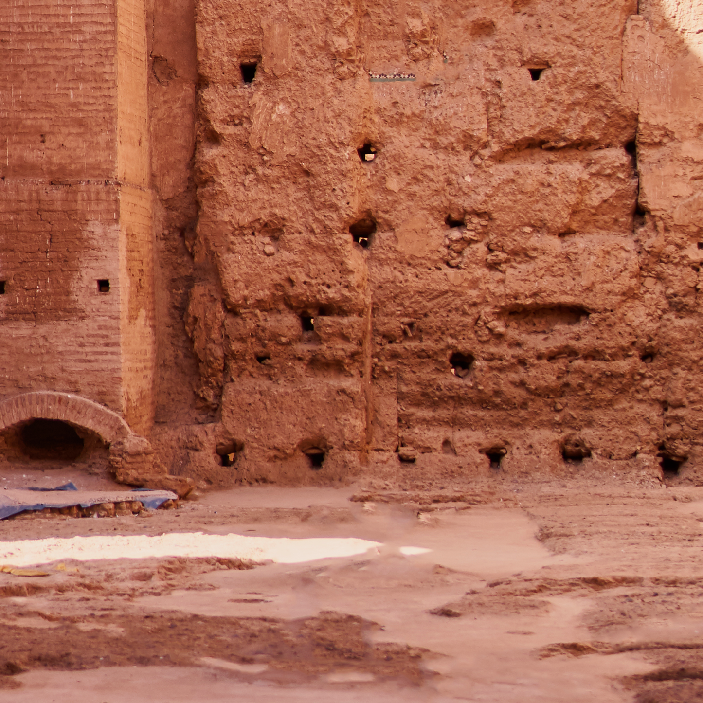 textured stone wall in Marrakesh