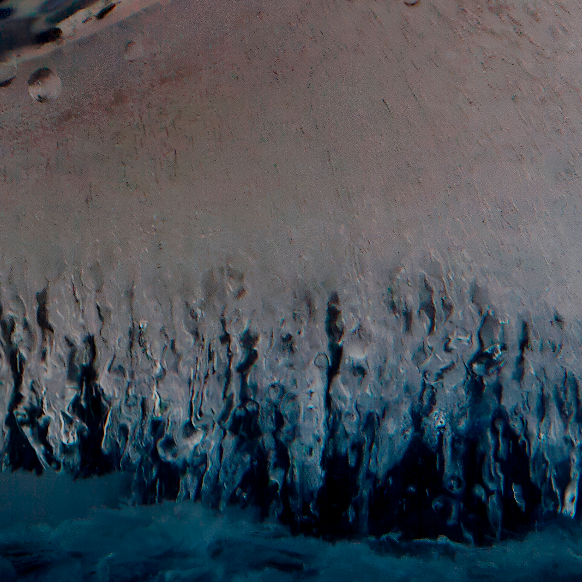 Close up of detail of photograph of a bowl of rice frozen in a block of ice
