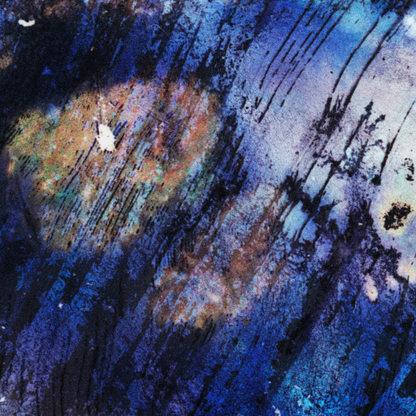 Close-up detail of Naturalia I #006 showing multicolour and blue tonal variation and pattern
