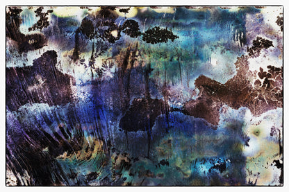 Abstract artwork with dark and light blue tones