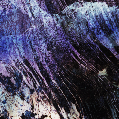 Close-up detail of Naturalia I #013 showing multicolour, black, blue and purple abstract texture and surface
