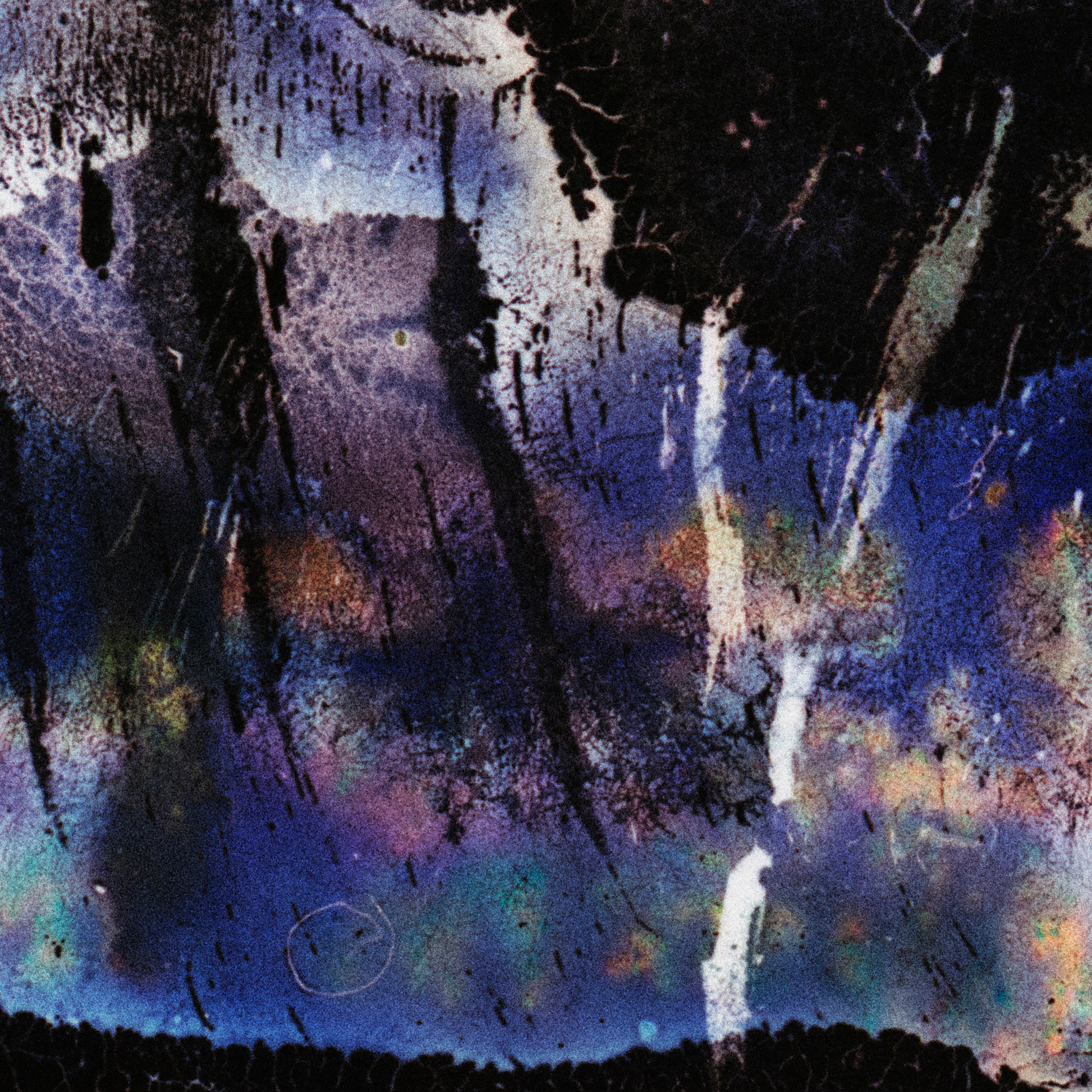 Close-up detail of Naturalia I #016 showing multicolour, blue and black abstract texture and surface

