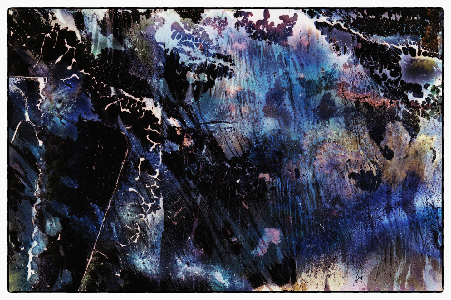 Abstract art with dark and light blue tones
