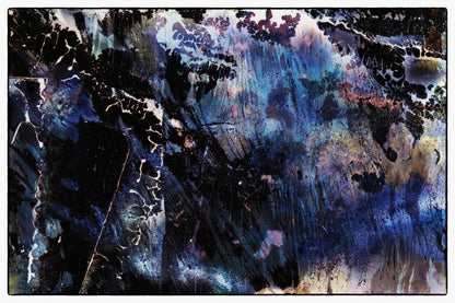 Abstract art with dark and light blue tones