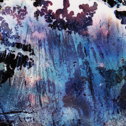 Close-up detail of Naturalia I #018 showing multicolour, black and blue abstract texture and surface
