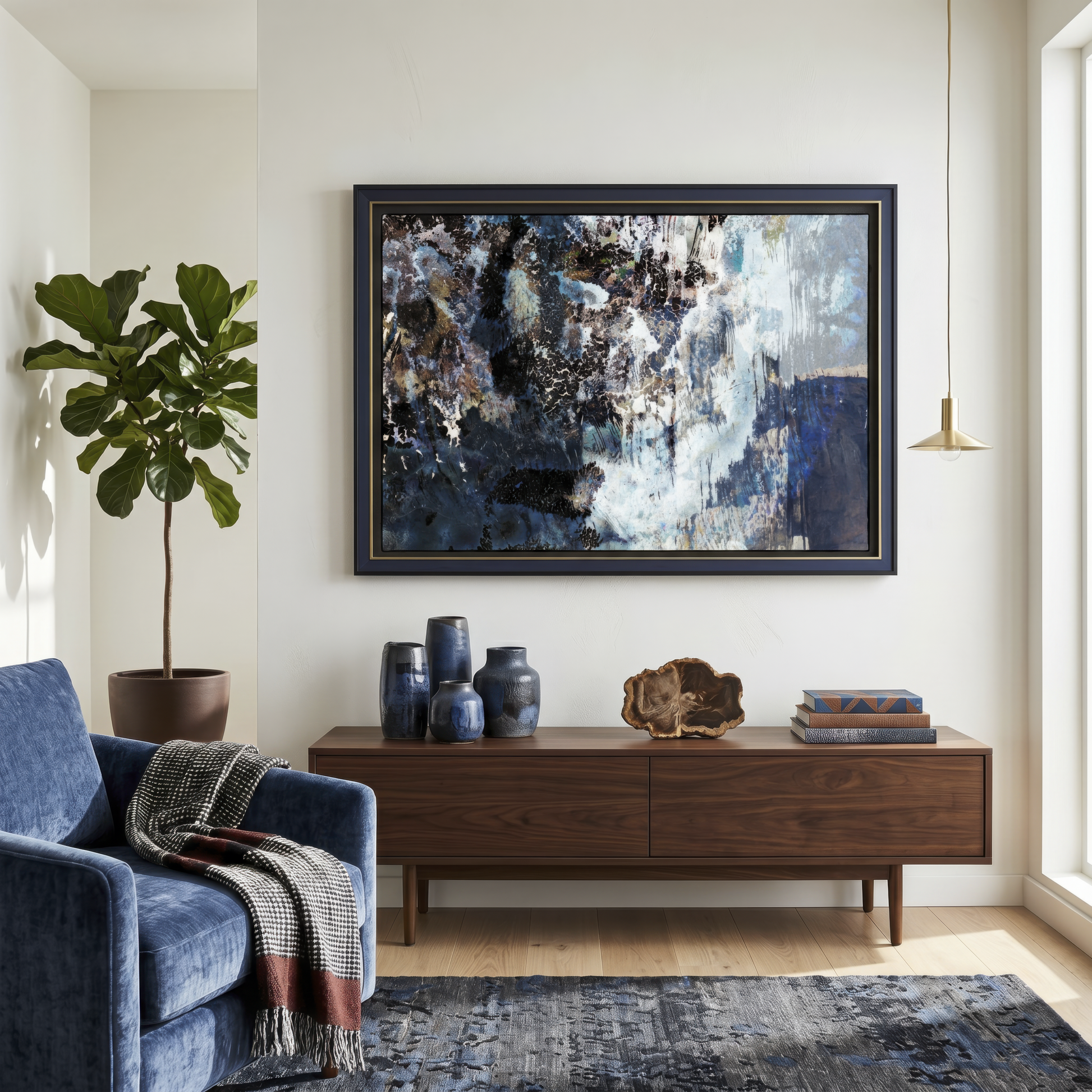 Abstract photograph on the wall of a modern apartment
