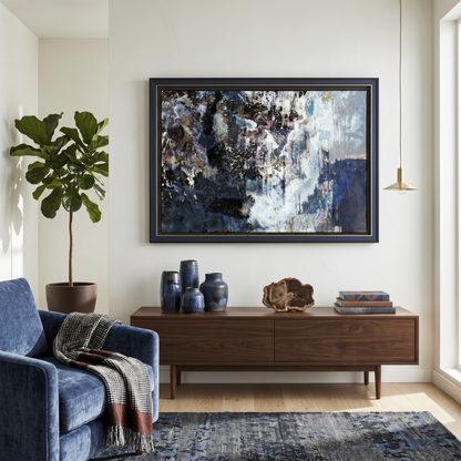 Abstract photograph on the wall of a modern apartment