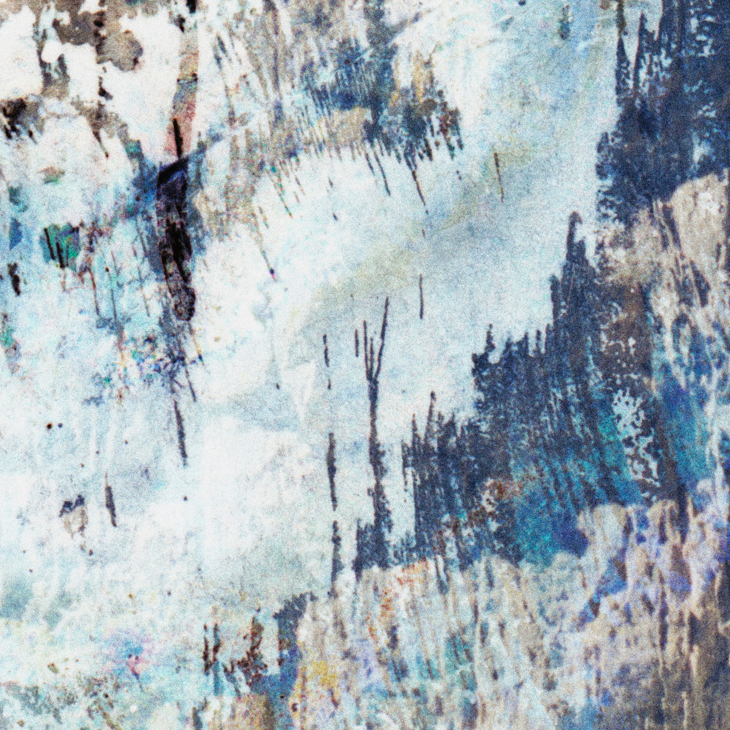 Close-up detail of Naturalia I #019 showing multicolour, blue and navy abstract texture and surface
