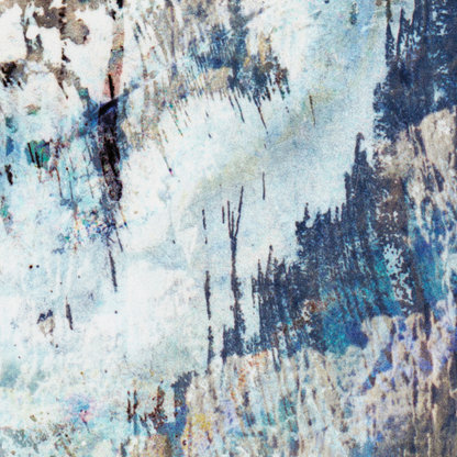 Close-up detail of Naturalia I #019 showing multicolour, blue and navy abstract texture and surface
