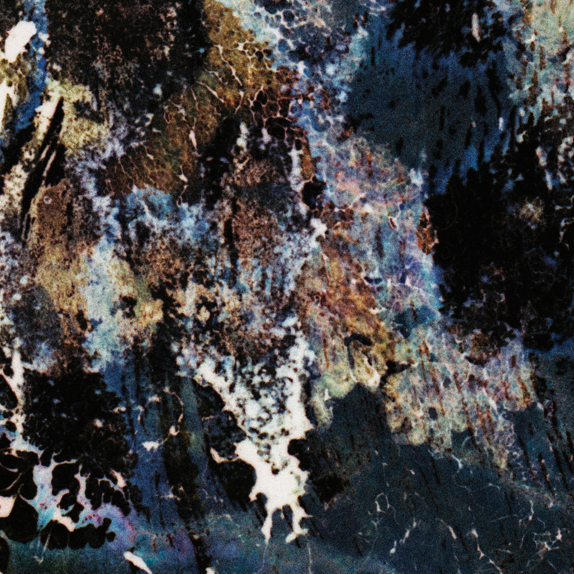 Close-up detail of Naturalia I #019 showing multicolour, blue and navy abstract texture and surface

