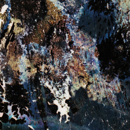 Close-up detail of Naturalia I #019 showing multicolour, blue and navy abstract texture and surface
