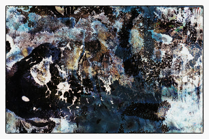 Abstract art piece with a mix of black, white, and gray colors.