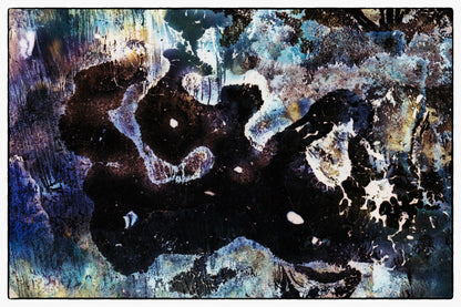 Abstract art with black, blue, and white colors