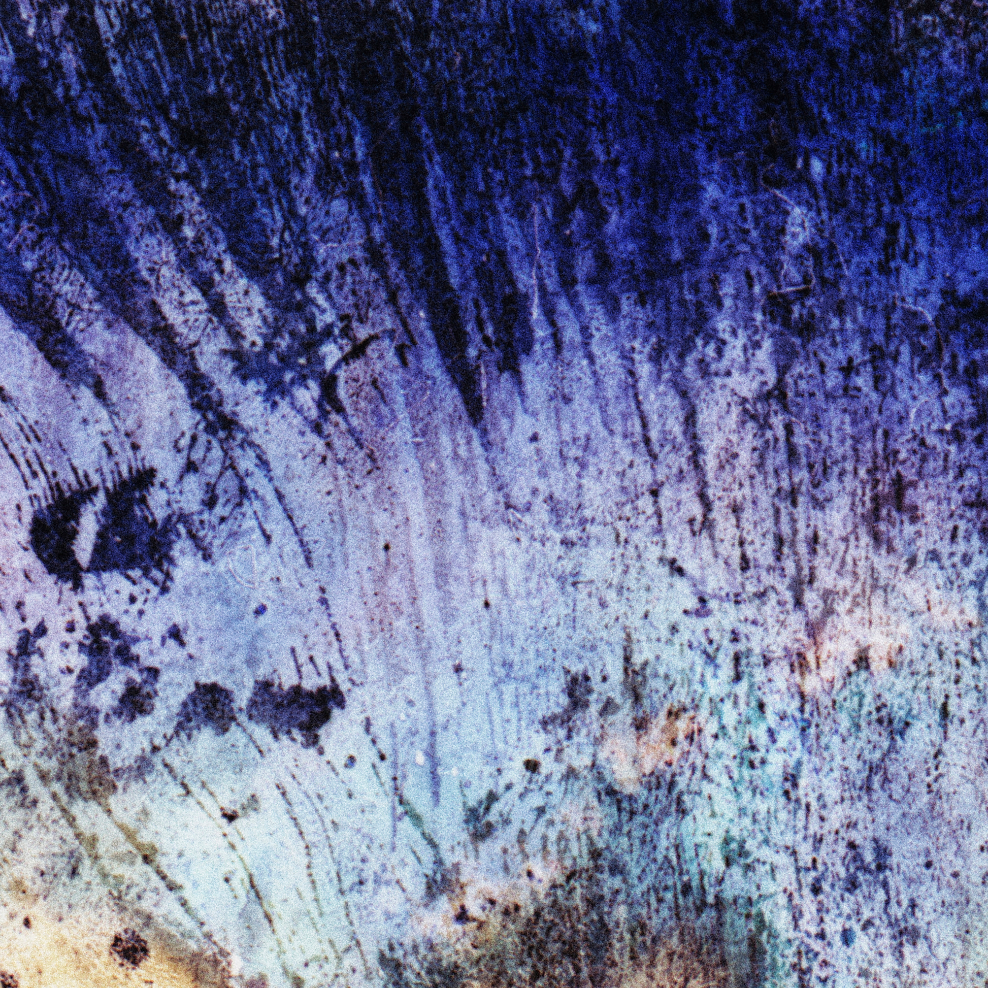 Close-up detail of Naturalia I #022 showing multicolour, blue, black and purple abstract texture and surface
