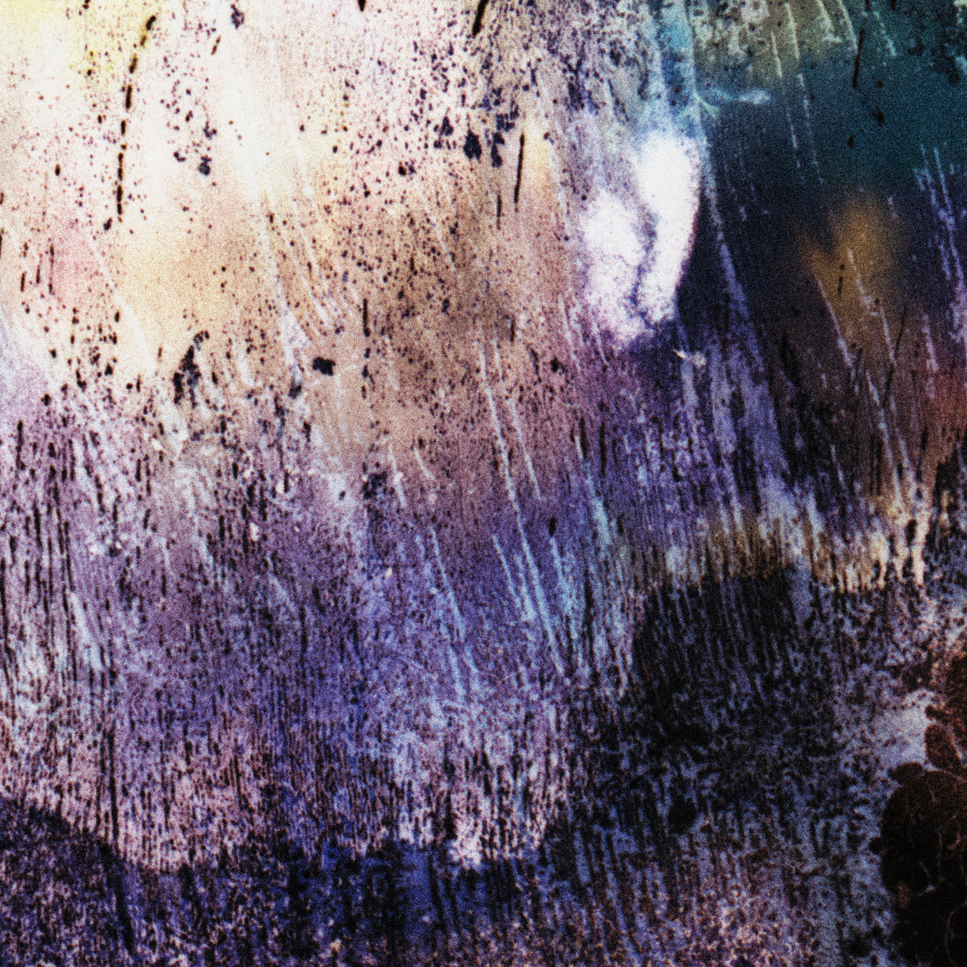 Close-up detail of Naturalia I #022 showing multicolour, blue, black and purple abstract texture and surface
