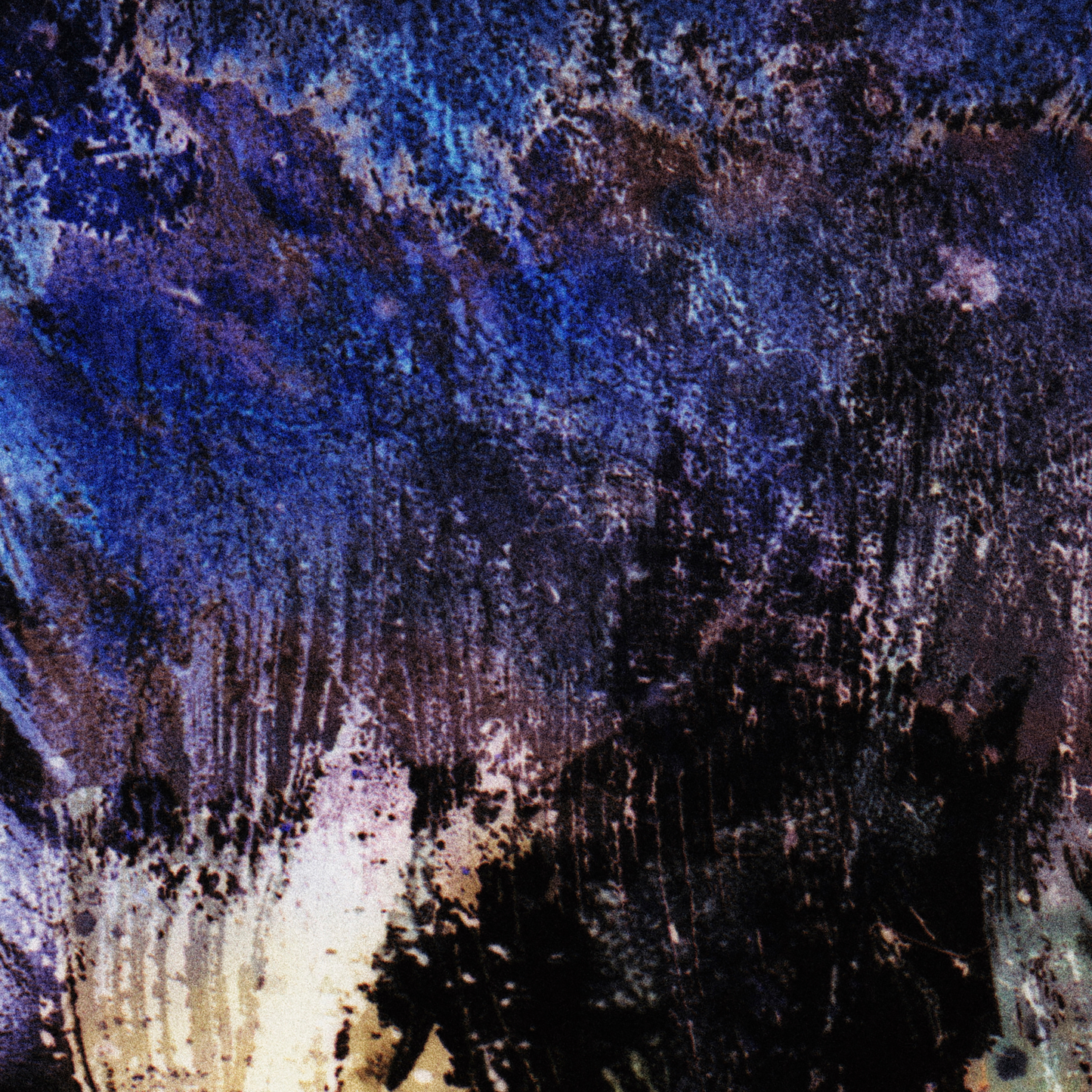 Close-up detail of Naturalia I #023 showing multicolour, black, blue and navy abstract texture and surface
