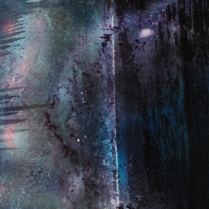 Close-up detail of Naturalia I #024 showing multicolour, black, navy and blue abstract texture and surface
