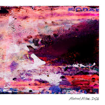 Close-up detail of Naturalia II #010, an original abstract fine art photographic print, showing peach, blue and dark brown tonal patterns.
