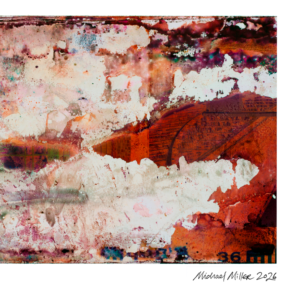 Close-up detail of Naturalia II #012, an original abstract fine art photographic print, showing pink, peach and muted purple tonal patterns.
