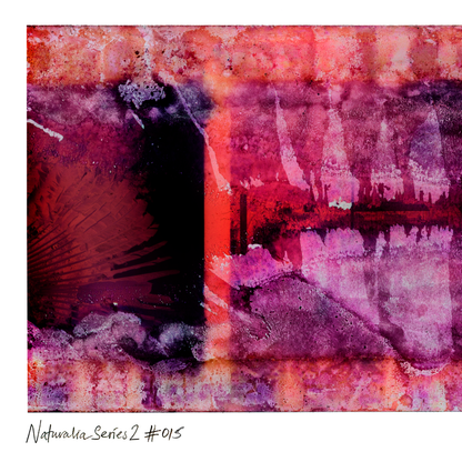 Close-up detail of Naturalia II #015, an original abstract fine art photographic print, showing purple, pink and brown marbled textures.
