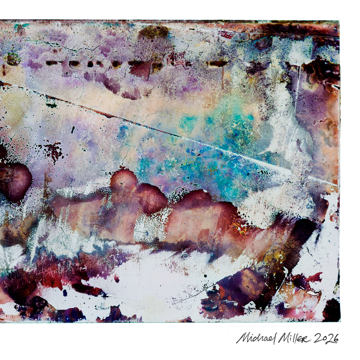Close-up detail of Naturalia II #029, an original abstract fine art photographic print, showing blue, white and peach tonal patterns.
