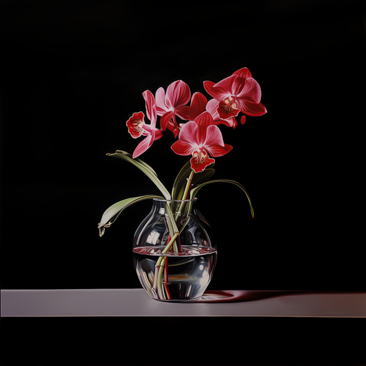 Red Orchid in glass vase  #02 - Photography / Ai / Digital Painting