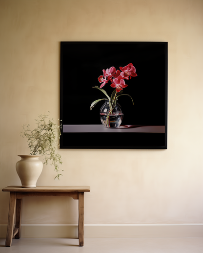 Red Orchid in glass vase  #02 - Photography / Ai / Digital Painting