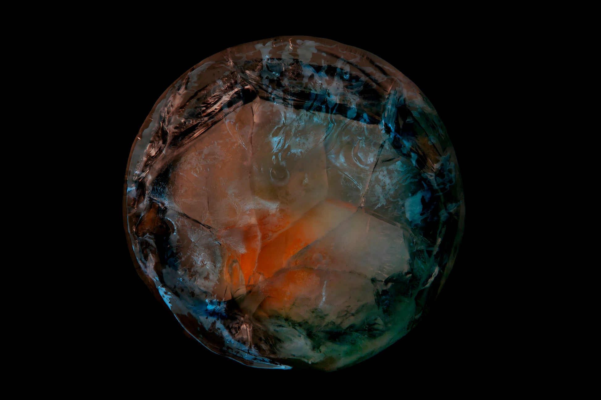 Fried egg frozen in ice a memory frozen in time on black