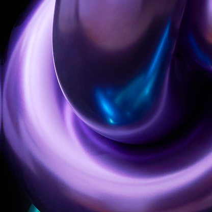 Close-up of a purple and blue labstract shapes