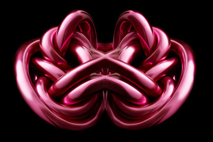 Pink and red Metallic chrome object Rorschach effect