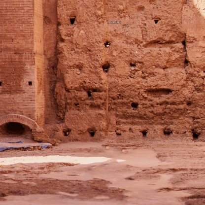 textured stone wall in Marrakesh