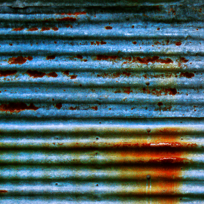Rust and corrosion on a corrugated metal surface