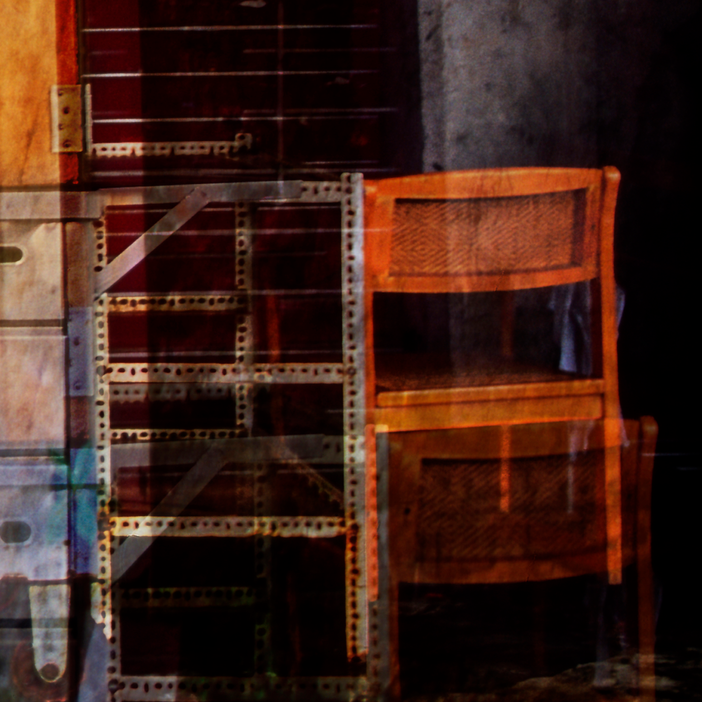 Wooden chair with a textured background
