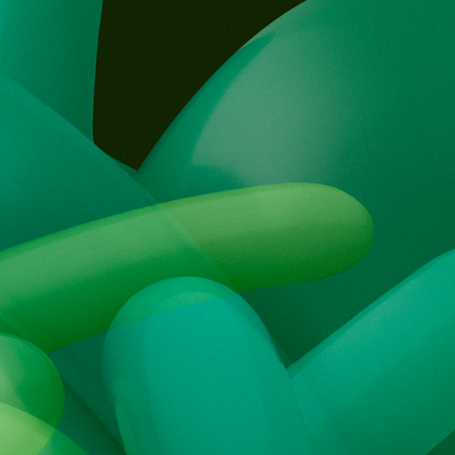 Abstract green shapes on a black background