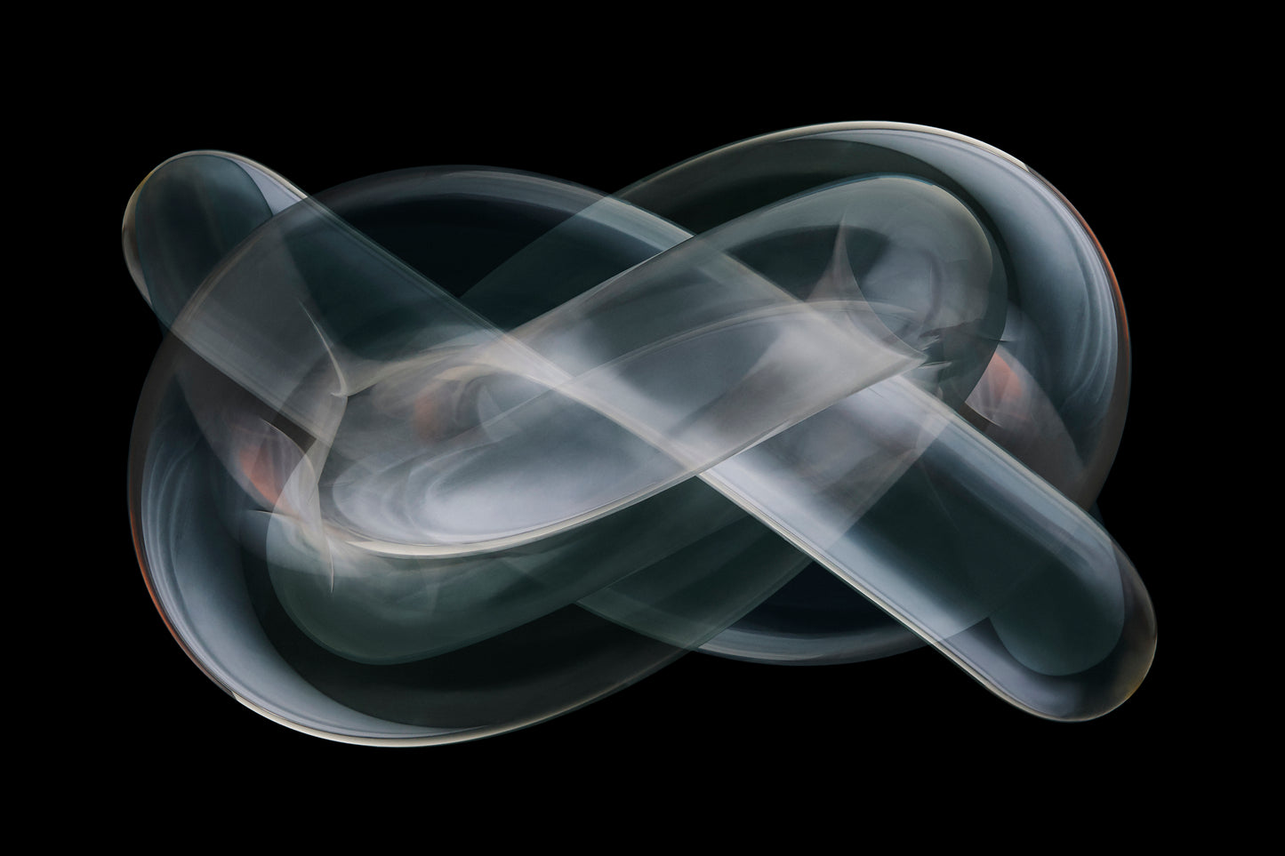 Abstract gray smoke-like abstract sculpture on a black background